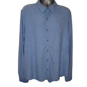 Coolibar Button down Long Sleeve Tech UPF 50 Shirt Blue Mens L Casual Travel